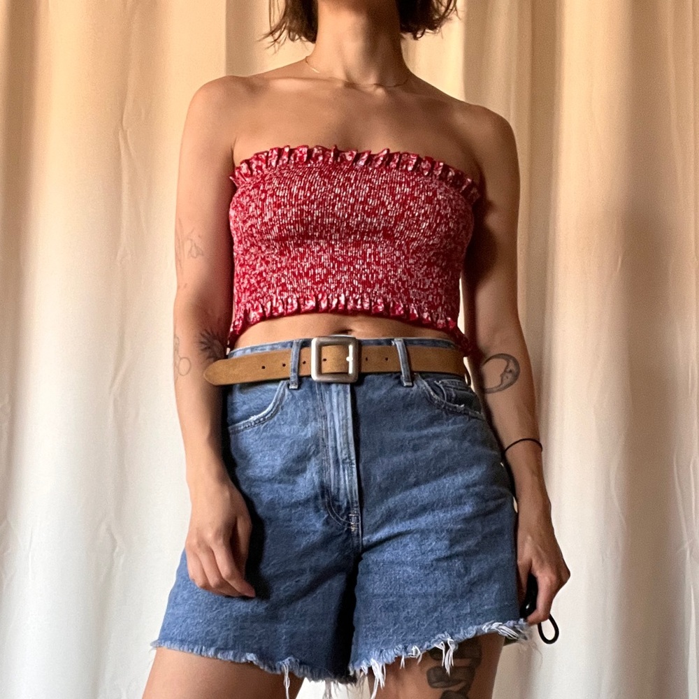 Red Smocked Tube Top